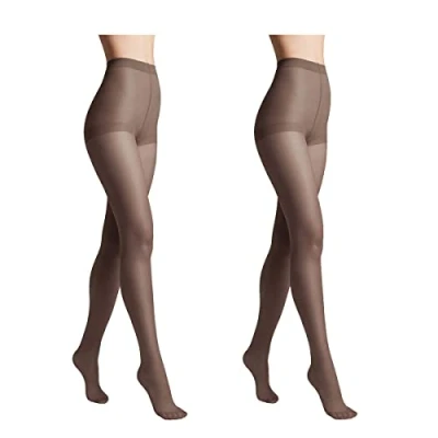 Imagen de Conte elegant Pack de 2 pantis mujer resistentes semimate finos con bragas marcadas liso SOLO 20 color Grafito tamaño 6