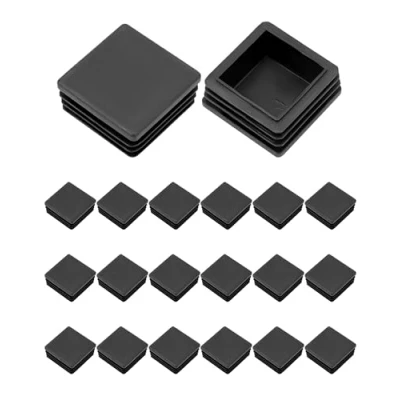 Imagen de QWORK® Tapones rectangulares de plástico para tuberías, Patas Silla, 20 Piezas, 40 x mm, Color Negro