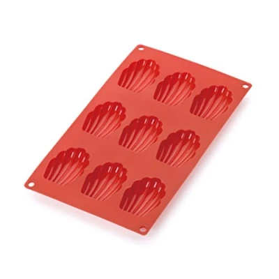 Imagen de Lékué Molde silicona platino Madalena Concha, Rojo, 9 cavidades