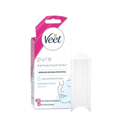 Imagen de VEET cara Precisión Cera fría rayas Easy de gelwax Technology para pieles sensibles, 10 dobles (20 en total)
