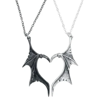 Imagen de Alchemy Gothic Demon Wings Sweetheart Unisex Collar Negro/Plateado Peltre