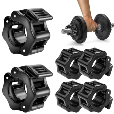 Imagen de mizikuu 6 Piezas Abrazaderas de Barra, Mancuernas 25mm Cierres Pesas Barra Liberación Rápida para Entrenamiento, Levantamiento Pesas, Fitness, Negro