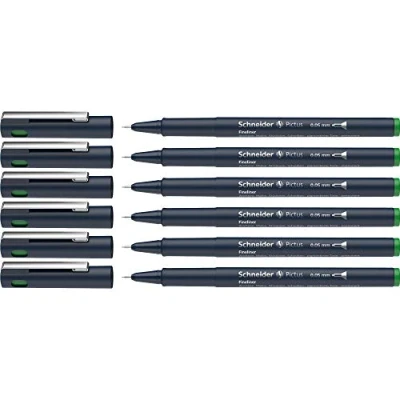 Imagen de Schneider Pictus Rotuladores de punta fina (grosor trazo 0,05 mm, revestimiento pigmento indeleble, revestida metal, carcasa 85% plástico reciclado), color verde
