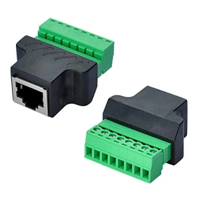 Imagen de RJ45 Hembra a 8 pines Terminal de Bloque Term tornillo Covvy Cat7 Cat6 Cat5e Adaptador Ethernet Cable Extender CCTV red DVR Digital en línea Acoplador (2 Unidades)