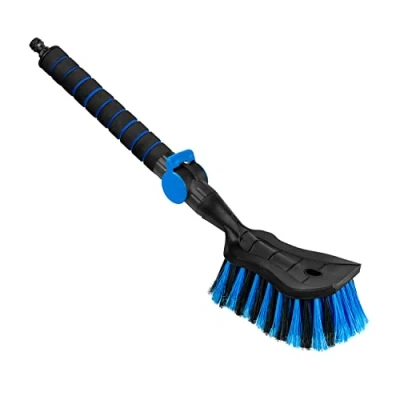 Imagen de ToM PaR Cepillo de Lavado I Agua con Toma Grifo Apertura rápida Cerdas tupidas Mango cómodo Coche Jardín Paneles fotovoltaicos Longitud: 54 cm Azul