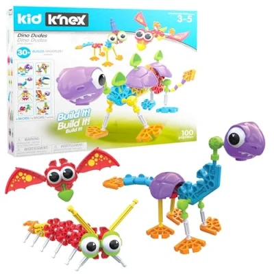 Imagen de Kid K&#039;NEX 85611 30 Model Dino Dudes Building Set, Kids Craft Set with 100 Pieces, Educational Toys for Kids, Fun and Colourful Boys Girls, Construction 3 Year Olds +