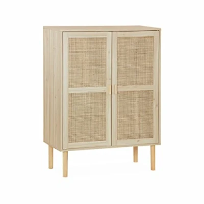 Imagen de Alice&#039;s Home sweeek Aparador de caña Camargue decoración Madera y caña, 2 Puertas L 80 x A 40 H110cm