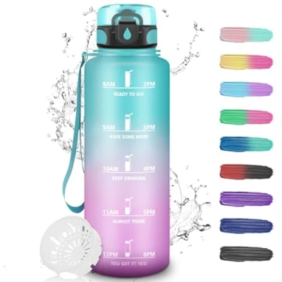 Imagen de Botella de Agua, Agua Deporte 500ml, Prueba Fugas, Niños, Apertura con un Solo Botón, Cantimplora para Adulto, Gimnasio, Escuela, Oficina, Bicicleta Infusión