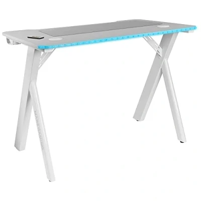 Imagen de MESA MARS GAMING MGD RGB BLANCA CHASIS DE ACERO TABLERO 100X60cm ALTURA 74cm ILUMINACION CON MANDO A DISTANCIA GESTION CABLES