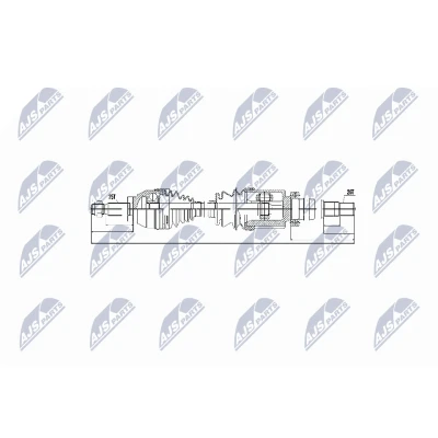 Imagen de NTY NPW FR 054 Árbol de transmisión Eje delantero 960 FORD: Tourneo Connect, Transit Connect Mk1 Furgón