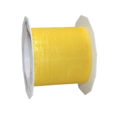 Imagen de C.E. PATTBERG SHEER cinta regalo de organza color amarillo, 25 m decorativa para envolver regalos, 72 mm ancho, decoración y manualidades versátiles creativas