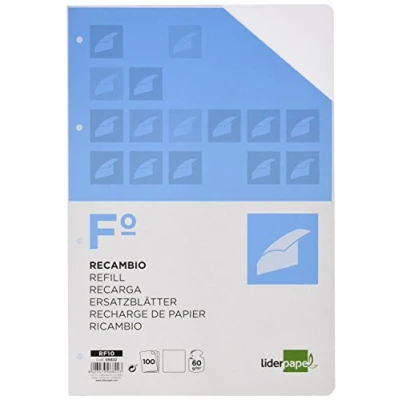 Imagen de Recambio liderpapel a4 100 hojas 60g/m2 liso sin margen 4 taladros