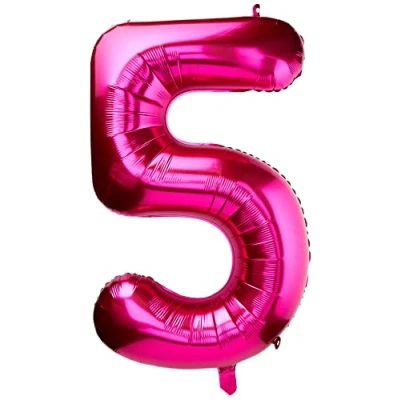 Imagen de Unique Party Globo gigante número 5, Color rosa, 86 cm (55735) , color/modelo surtido