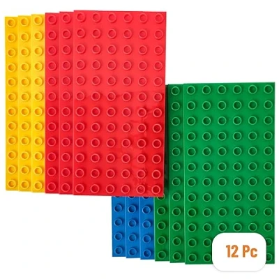 Imagen de Big Briks Pack de 12 Bases para Construir Compatible con Todas Las Grandes Marcas Tacos 19,05 x 9,53 cm Amarillo