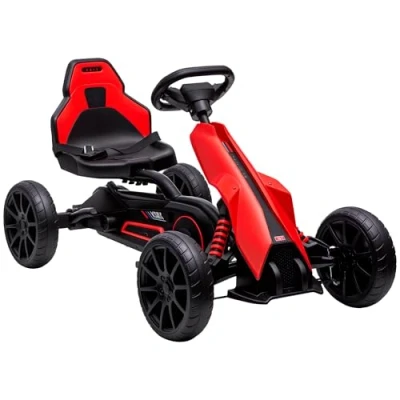 Imagen de HOMCOM Kart Pedales Go a para Niños de 3 8 Años con Asiento Ajustable en 4 Posiciones Freno Mano y Ruedas EVA Carga 30 kg Rojo