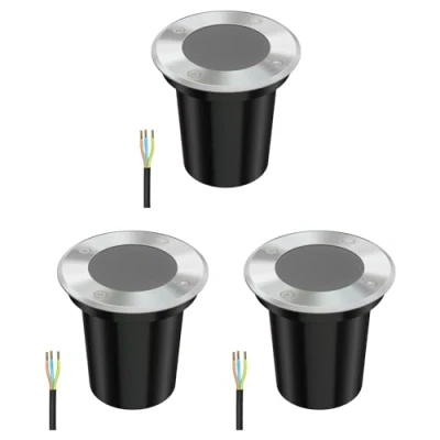 Imagen de ledscom.de 3 unidades Lámpara empotrada en el suelo BOLI para exteriores, IP67, acero inoxidable, redonda, 108mm Ø, 1x GU10 máx. 15W, esmerilado