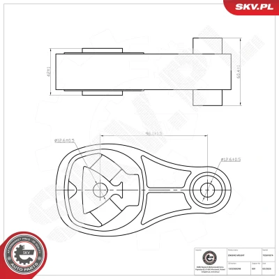 Imagen de ESEN SKV 75SKV074 Soporte de motor delante Rodamiento Caucho metal Aluminio, 261mm 60mm SMART: Fortwo II Coupé, Cabrio