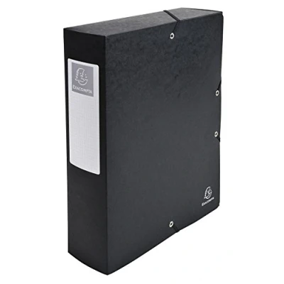 Imagen de Exacompta Ref. 50831E Caja archivadora con elásticos Exabox en tarjeta brillante de 600 g/m2 Espalda 8 cm Medidas 25 x 33 para documentos A4 color negro Se entrega montada