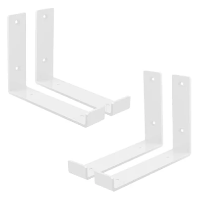 Imagen de ML Design 4x Soporte de Estante 200x40x140 mm Blanco Metal Estilo Industrial en Forma L Original para Estantería Pared 8 Pulgadas Apto Balda o Repisa Flotante, Proyectos DIY Bricolaje