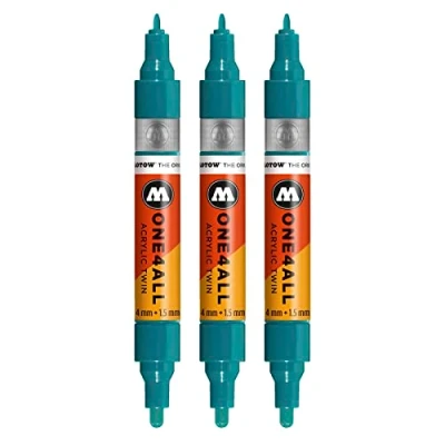 Imagen de Molotow ONE4ALL Acrylic Twin Rotuladores fluorescentes (3 unidades), color 206 azul laguna