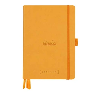 Imagen de Clairefontaine 118771C Un cuaderno RHODIARAMA Goalbook forrado rígido 14, 8 x 21 cm, 240 páginas pequeños puntos (DOT), color naranja