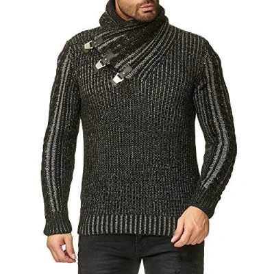 Imagen de RED BRIDGE Suéter de Punto Hombre Casuales Invernal Mode Mezcla Pulover Negro