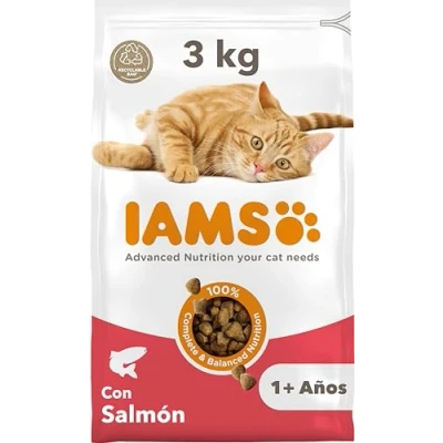 Imagen de IAMS Alimento seco para gatos con salmón, comida seca adultos de más 1 año, 3 kg