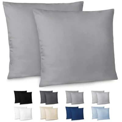 Imagen de Dreamzie Funda Almohada 80x80cm Lote de 2 Microfibra con Cremallera Certficadas Oeko Tex Suave y Cepillada Antracita