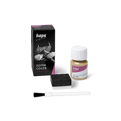 Imagen de Kaps Tinte para Zapatos y Bolsos de Cuero Textil con Esponja Brocha, Super Color, 70 Colores (130 beig)