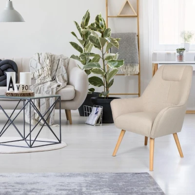 Imagen de Sillón estilo nórdico Fox 1 plaza tela beige Menzzo