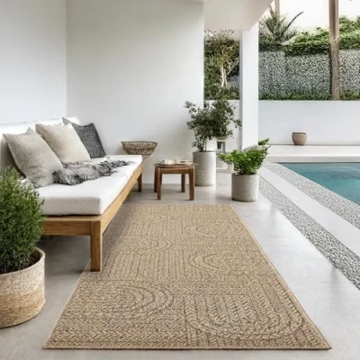 Imagen de the carpet Kansas Alfombra para Exterior e Interior con Aspecto de Yute Natural, Resistente a la Intemperie, Apta Patio y jardín, Naturaleza, 80 x 250 cm