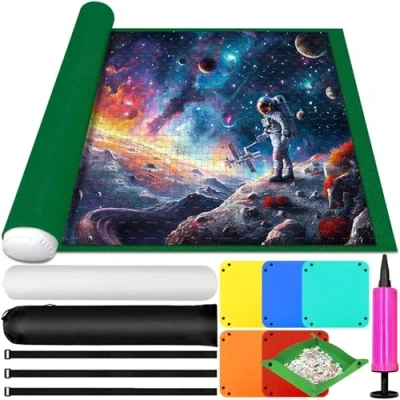 Imagen de ZZXLOPEZ Tapete Puzzle, para Enrollar Puzzles 1000 1500 2000 3000 Piezas, Puzzle Pad Mat Roll Up, Fieltro Estera de Rompecabezas Portátil, Accesorio Guarda