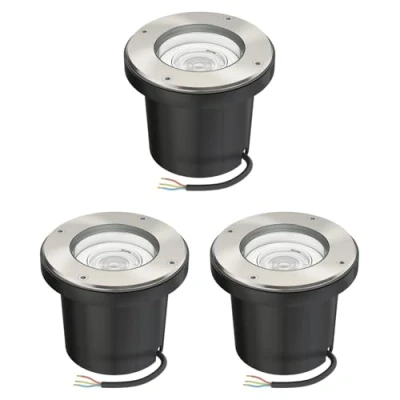 Imagen de ledscom.de 3 pzas. lámpara de pie empotrable BOFU para exteriores giratoria redonda acero inoxidable IP67 150mm Ø incl. LED (blanco, 5,3W, 504lm, 50)