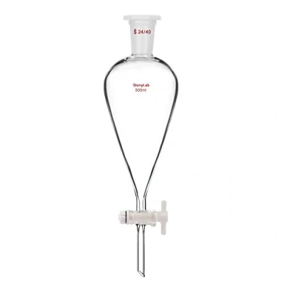 Imagen de StonyLab 500 ml Embudo Separador, Separatory Funnel de Pared Pesada Vidrio Borosilicato con Juntas 24/40 y Tapón PTFE