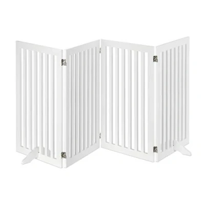 Imagen de relaxdays Barrera de Seguridad para Perros y niños, Ajustable, Reja Protectora, 91,5x204,5 cm, Blanco, Tablero Fibras