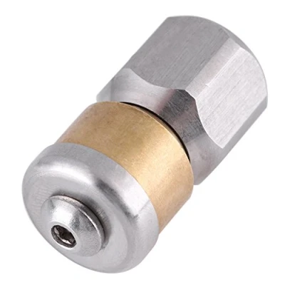 Imagen de Boquilla de limpieza desagüe giratorio acero inoxidable chorro alcantarillado Rosca hembra BSP 1/4 &quot;para lavadora a presión
