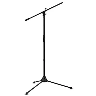 Imagen de Audibax Ayra 10 Black Soporte para Micrófono de Suelo con Brazo Regulable y Clip Pie Base Trípode Diseño Plegable Ajustable en Altura