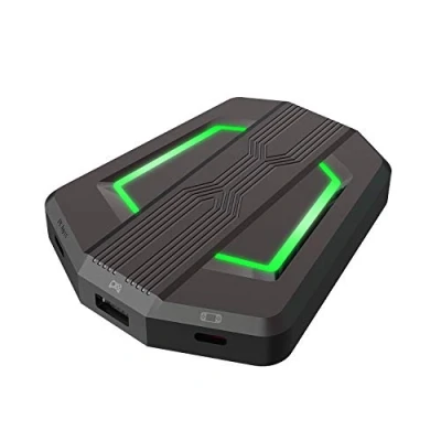 Imagen de Conversor controlador de juegos con retroiluminación LED, adaptador/convertidor ratón y teclado USB tipo C para PS4 / Xbox One 360 Nintendo Switch PS3 (negro)