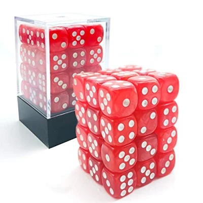 Imagen de Bescon 12mm 6 Sided Dice 36 in Brick Box, Six Die (36) Block of Dice, Marble Red