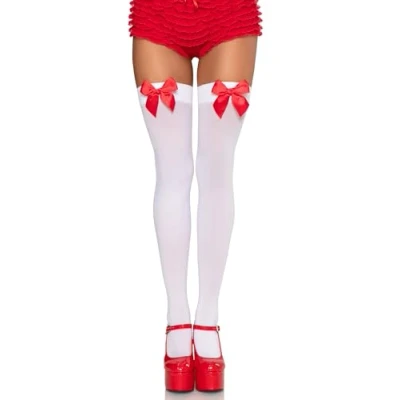 Imagen de Leg Avenue Hosiery Mujer, Color blanco y rojo, 1 unidad (paquete de 1) (Dreamlove D 210560)