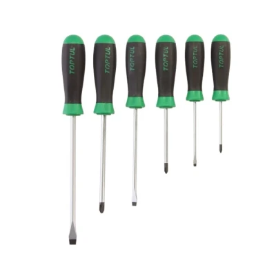 Imagen de TOPTUL GAAE0611 Kit de atornilladores 6 Plástico ranurada, Destornillador estrella (PH) SL4x100, SL6.5x150, SL10x200, PH1x80, PH2x100, PH3x150
