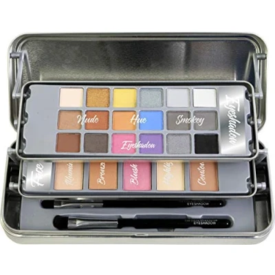 Imagen de Lata de Maquillaje NEW Hello Beautiful The Color Workshop Un Kit Profesional Completo en una Caja Metalizada y Fashion con 3 Pisos para Llevar Siempre Contigo