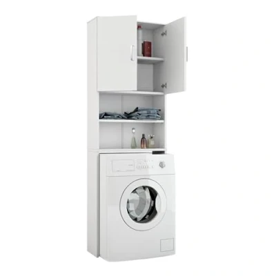 Imagen de MAGIC SELECT Mueble Organizador Lavadora. Estantería Superior para Lavadora o Inodoro. Armario Alto de Baño Ahorra Espacio. Estante Almacenamiento 4 Niveles la Secadora. Madera MDF.
