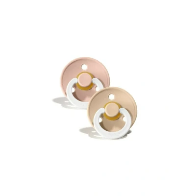Imagen de 2 Chupetes Nocturnos BIBS Colour Round Vainilla/Blush