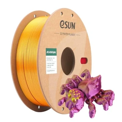 Imagen de eSUN Filamento PLA Tricolor Seda 1.75mm, Sedoso Triple Color Impresora 3D PLA, 1KG Carrete (2.2 LBS) Coextrusión Místico para de Impresión 3D,Rojo Oro Púrpura