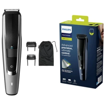 Imagen de Philips BEARDTRIMMER Series 5000 BT5502/13 depiladora para la Barba Negro Depiladoras (0,4 mm, 2 cm, 0,2 larga, Botones, Giratorio, Negro)