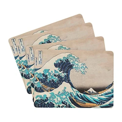 Imagen de Grupo Erik Salvamantel Hokusai Set de 4 manteles Individuales Bandeja Decorativa rígida, Resistente al Calor y a los rayones Accesorios