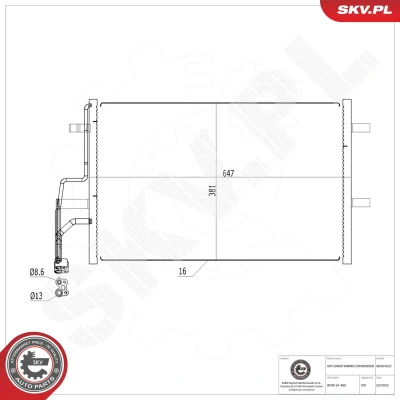 Imagen de ESEN SKV 86SKV622 Condensador sin secador Aluminio 647mm MAZDA: 3 Hatchback