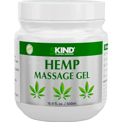 Imagen de 5kind Gel de aceite cañamo 500 ml Para articulaciones y músculos, espalda, región lumbar, pies, rodillas, cuello, hombros Crema masaje rica en extractos naturales