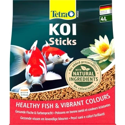 Imagen de Tetra Pond Koi Sticks, Alimento para todos los peces Koi, sanos, colores intensos y agua transparente, bolsa de 4 L